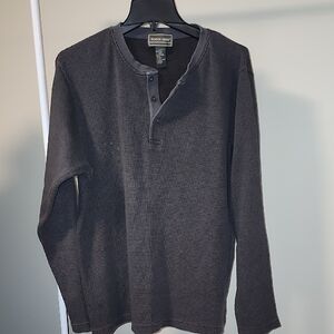 Rough Dress Men's Gray Waffle Knit Henley Shirt Size L